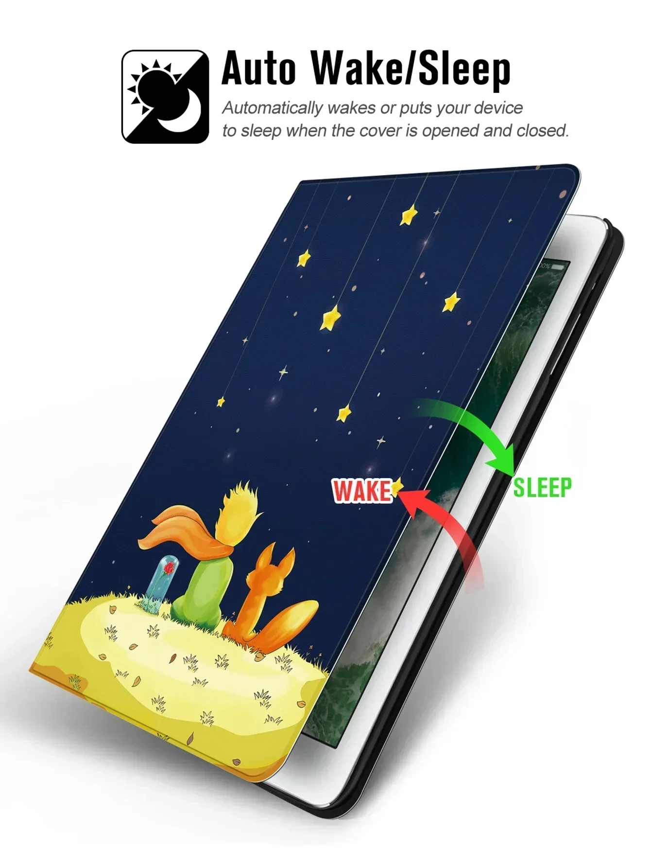 Le Petit Prince-Étui pour iPad 9e/8e/7e génération, 10.2 pouces, housse pour ata Ni 4/5/6, veille automatique