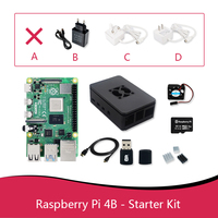 Raspberry Pi 4 Model B Starter Kit Pi 4B Board RAM1GB 2GB 4GB 8GB (Case+Fan+SD Card+Power Supply+Micro Cable)  Faster Than 3B+