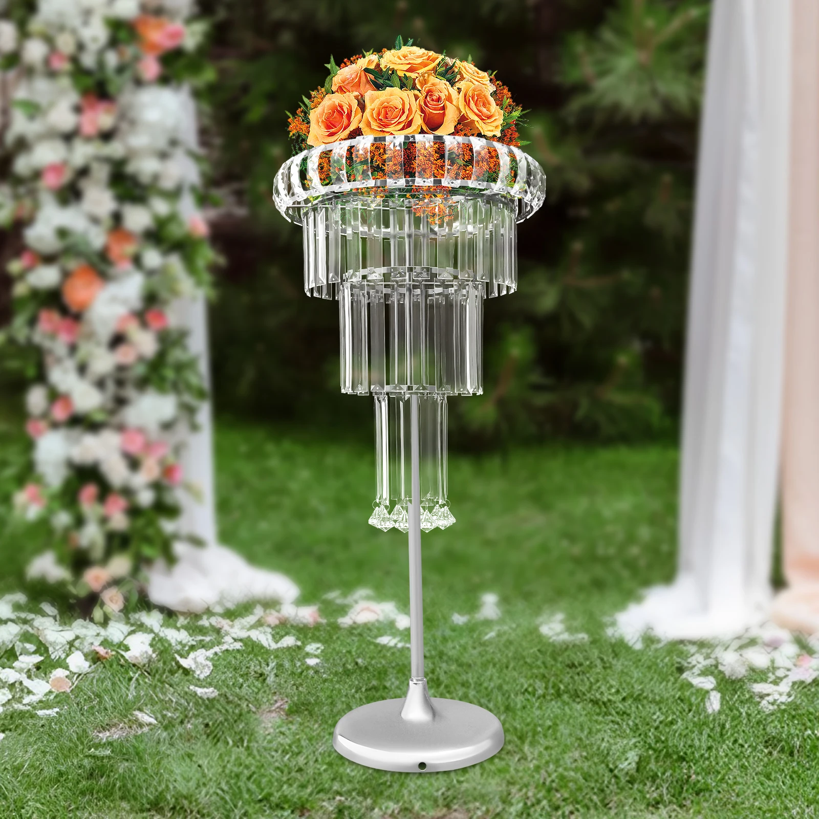 

Elegant 4-Tier Modern Floor Standing/Countertop Mount Flower Stand for Weddings & Events, 82cm Height,5kg Capacity,Easy Assembly
