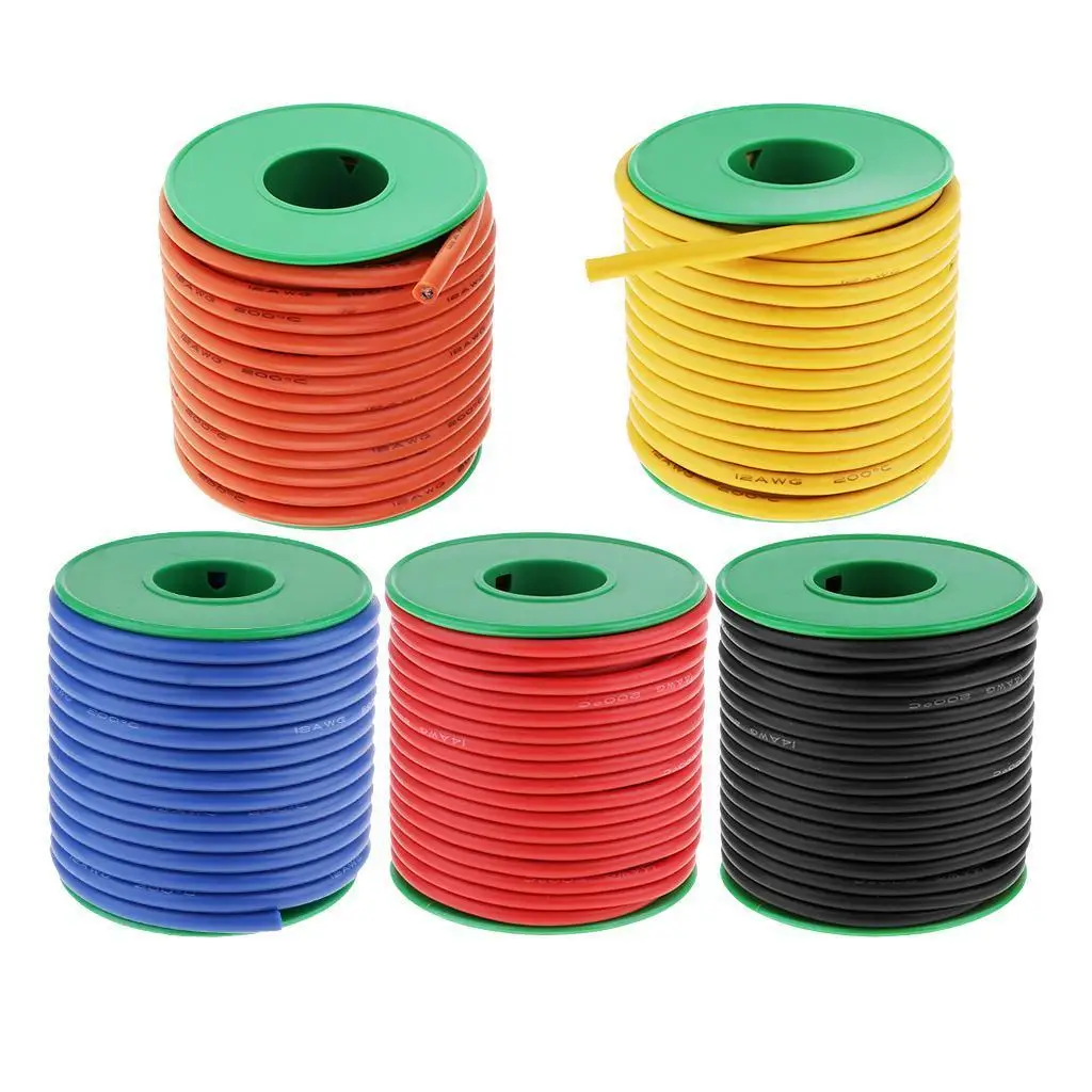

12 AWG Wire, Electrical Wire Set Flexible Silica Gel Wire (5 different colors)