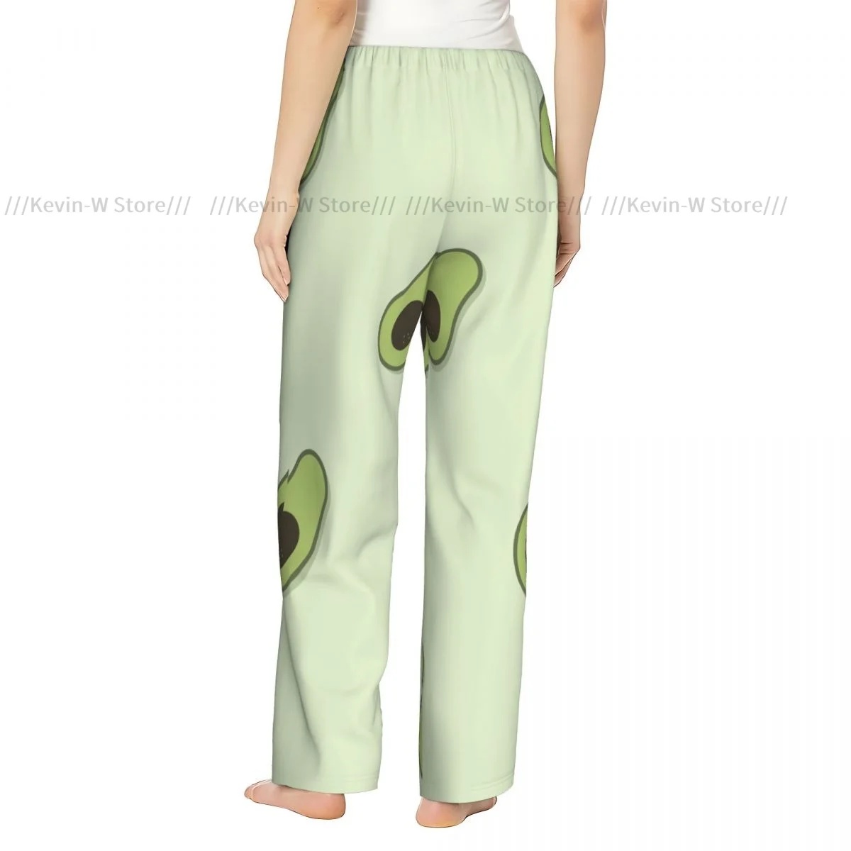 Women Cozy Flannel Lounge Pants Soft Cute Avocado Sleep Bottoms for Winter Homewear