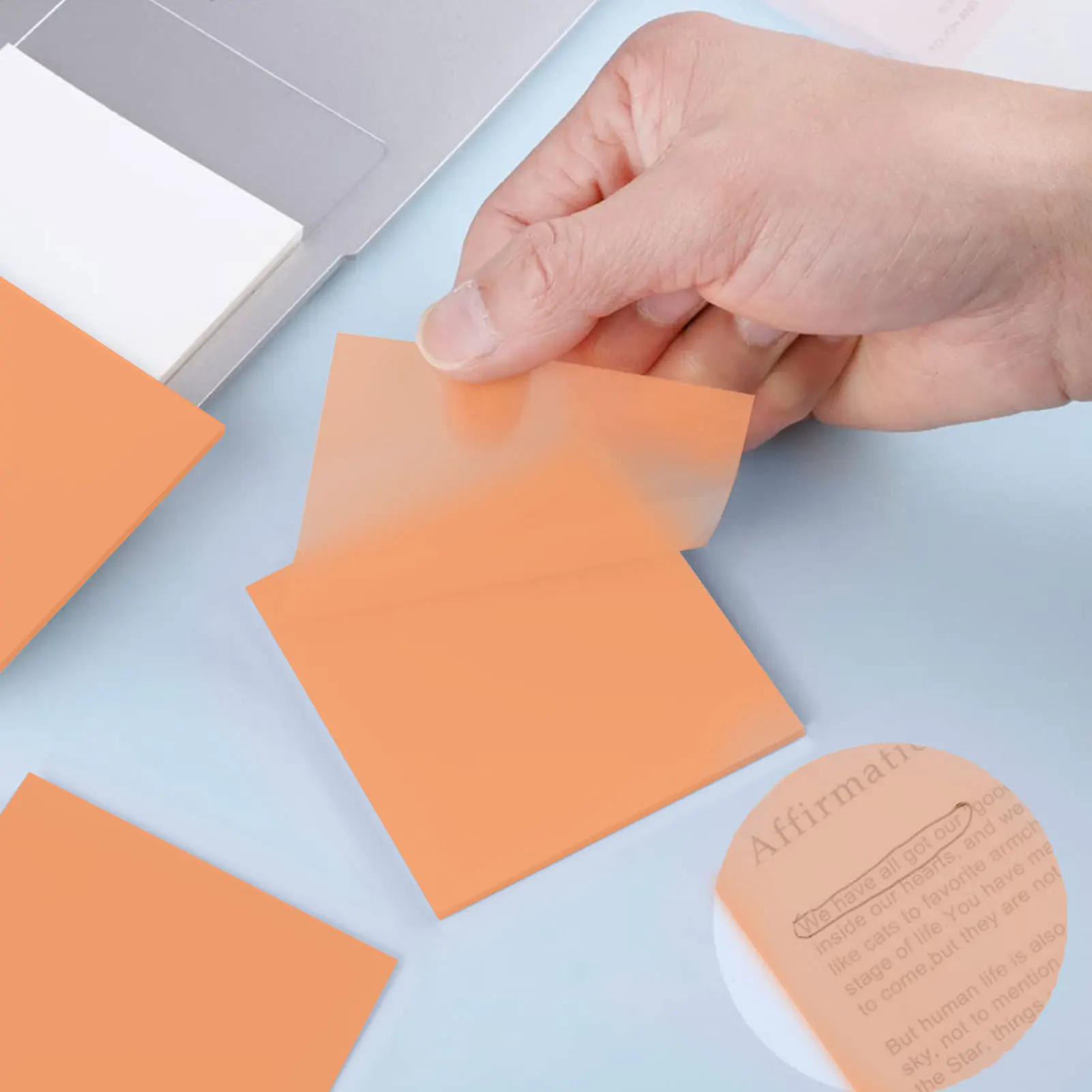 50 ورقة ملاحظات لاصقة شفافة مقاوم للماء ملون واضح مذكرة الوسادة نشرها ذاتية اللصق مذكرة رسالة تذكير مكتب المدرسة