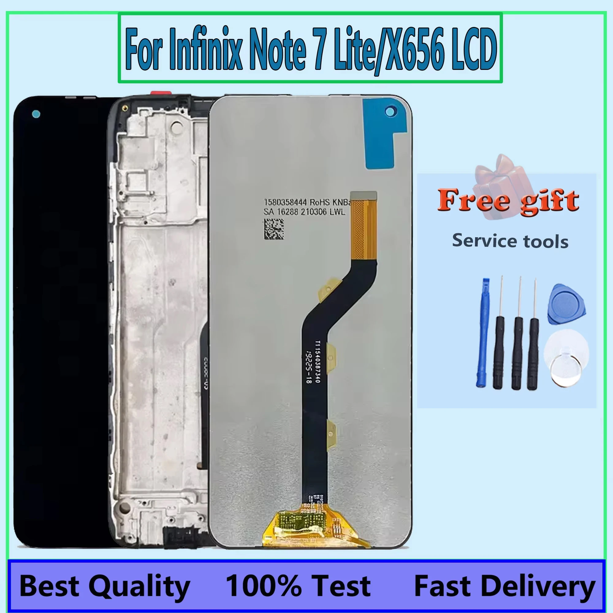 6.6 Pantalla For Infinix Note 7 Lite Full With Frame X656 LCD Display Touch Screen Digitizer Assembly Replacement Repair Parts