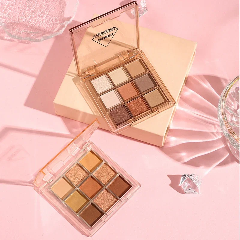 co:03&04 9 Colors Eyeshadow Palette Earth Tones Pearl Matte with Fine Glitter Shimmer - Stage Makeup Cosmetic