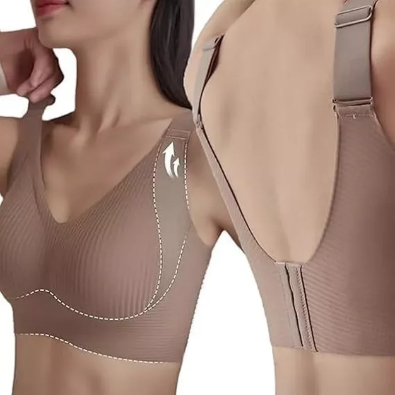 Women Seamless Push Up Bra Adjustable Lifting Bralette Underwear No Steel Ring Breathable Push Up Yoga Vest Bras  Deep V Gather view 3