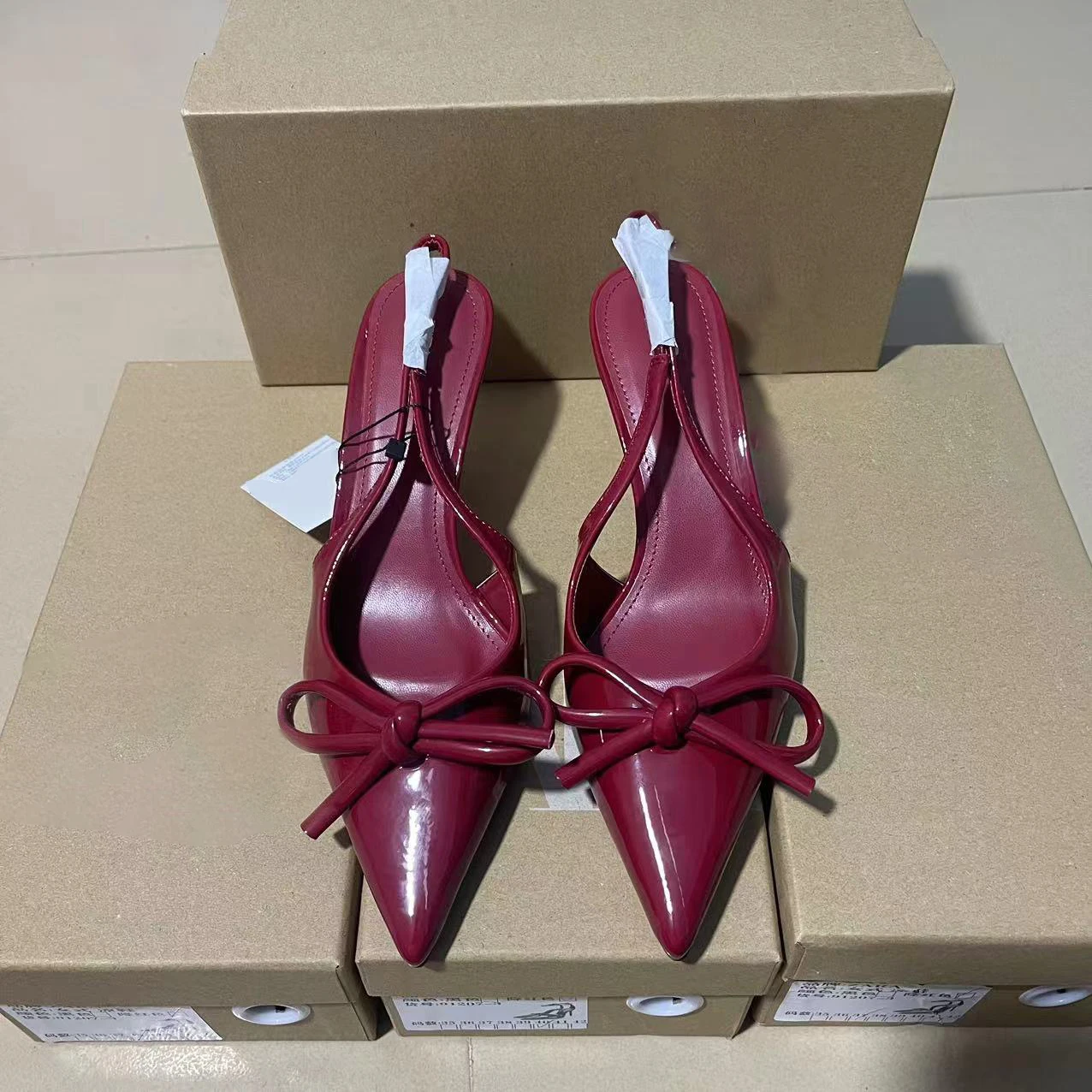 

Bow Pointed Toe High Heels Sandals Women Brand Designer Shoes Fashion Slides Sexy Slingback Shoes Elegant Mules Sandals Female