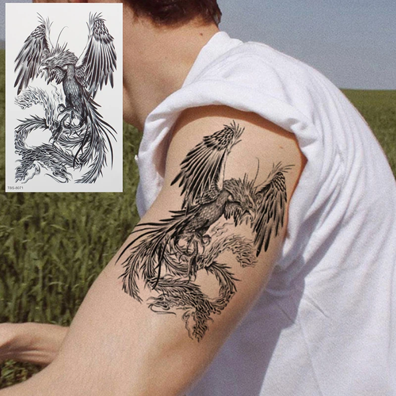 1Pc Mannen Vrouwen Waterdichte Tijdelijke Stickertattoo Dragon Phoenix Body Arm Leg Art Sticker Cool