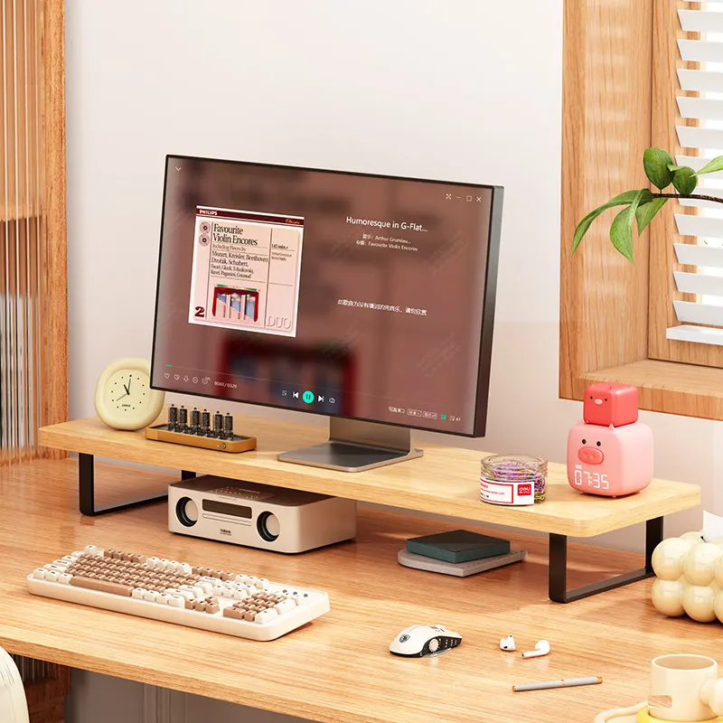 Economic Mid-century Modern Dual-layer Monitor Stand Desk Accessory Laptop Holder Storage Rack for Esports Room And Office