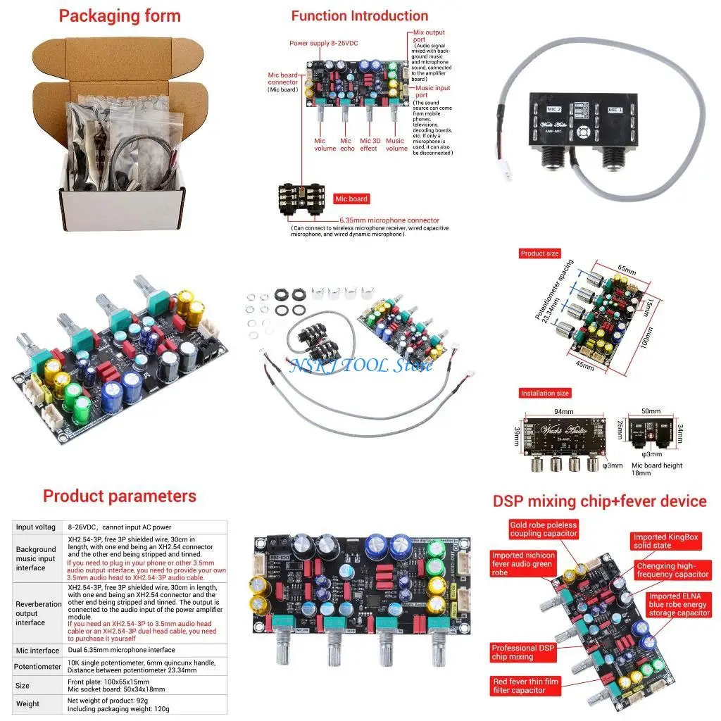 

L8RC Microphone Plate Reverberation Board KTV- Microphone Preamplifier Board DC8V-26V