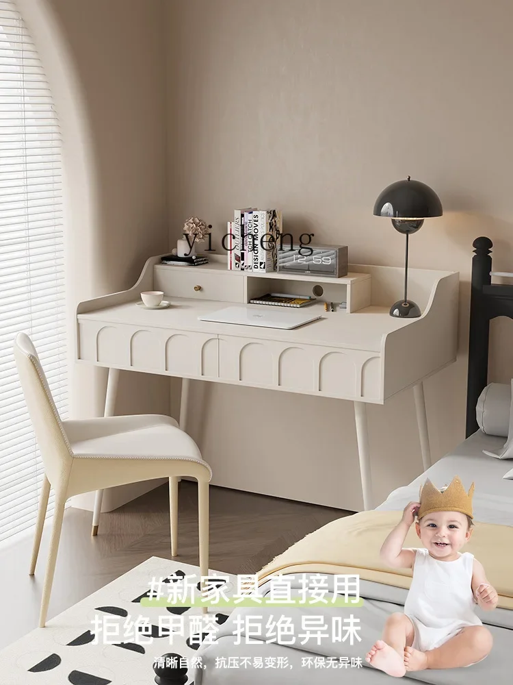 Zk cream style desk household small apartment bedroom small space computer table retro small desk