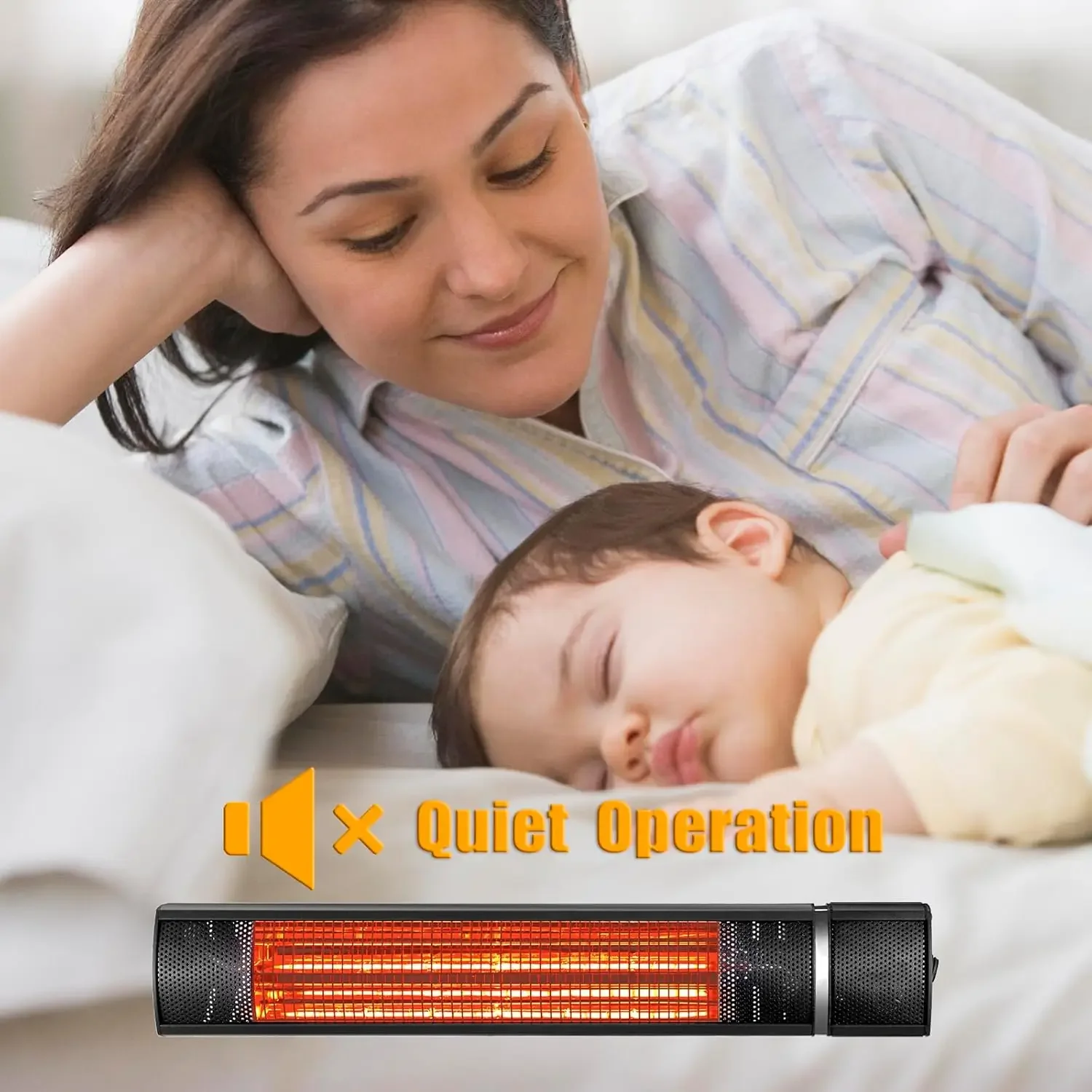 Обогреватель для патио для наружного использования, электрические инфракрасные обогреватели 1500 Вт с 3 уровнями, водонепроницаемый обогреватель для гаража, обогрев 3s