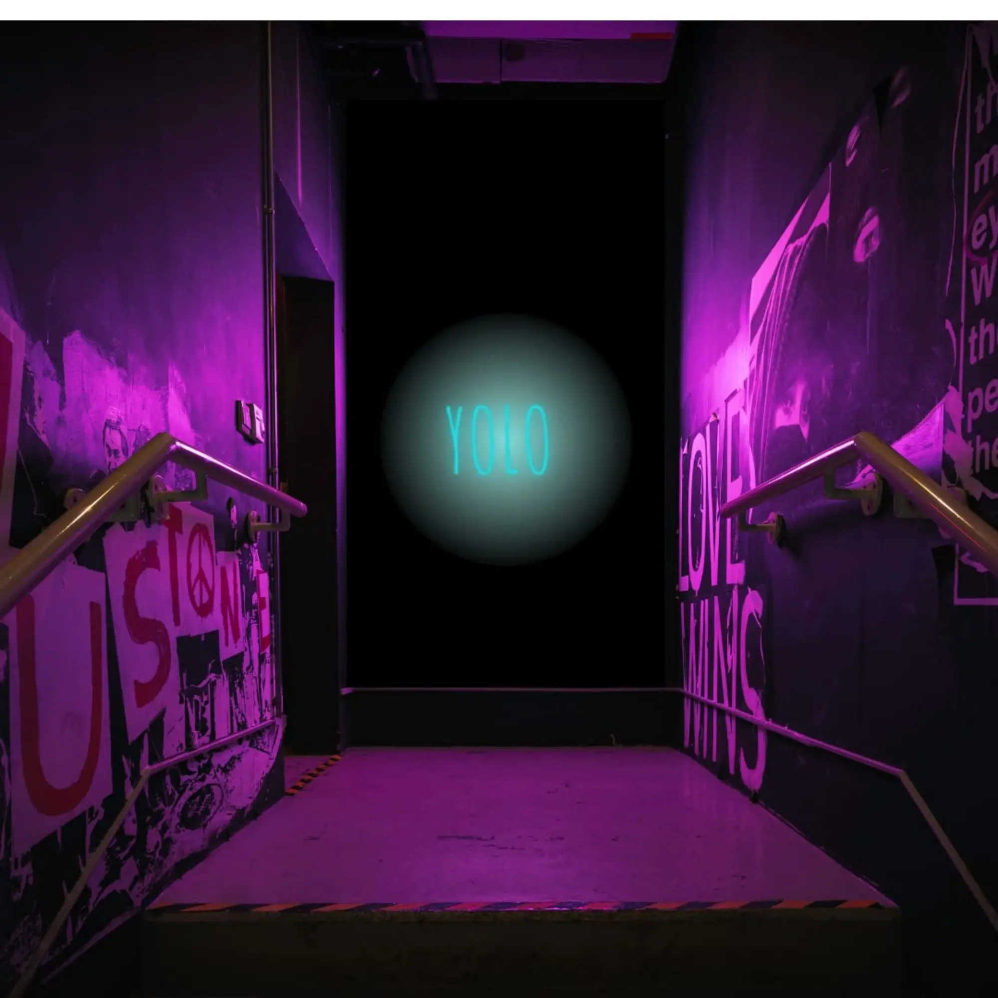 YOLO Neon Sign for Wall Decor LED Sign Neon Lights Signs for Bedroom Wall Ice Blue Room Décor USB Powered with Dimmable Switch