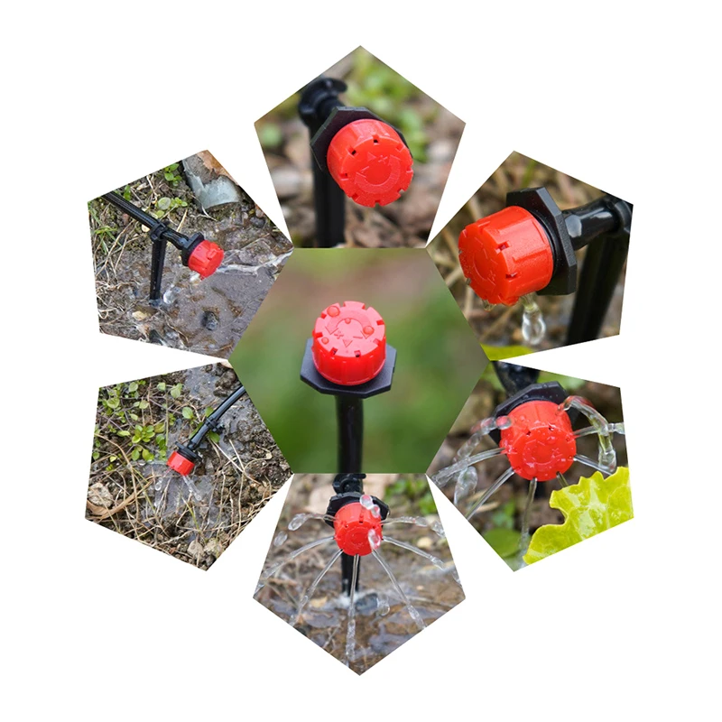 100Pcs 8 Hole Adjustable Irrigation Dripper Sprinkler Emitter Dripper Micro Drip Irrigation Sprinkler For Garden Watering System