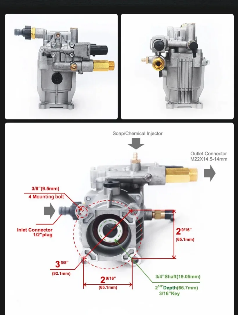 High Power Booster  Car Wash Pump Reciprocating Pump High Pressure Washer Pump Head