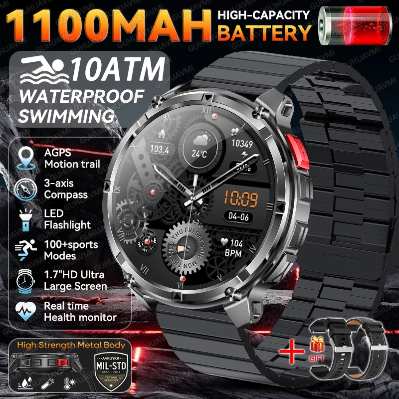2026 Nieuwe T-Rex3 Pro GPS Tracker Smartwatch Heren 120-daagse Stand-by 1100mAh Klok Robuuste Outdoor Sport 10ATM Waterdicht Belhorloge