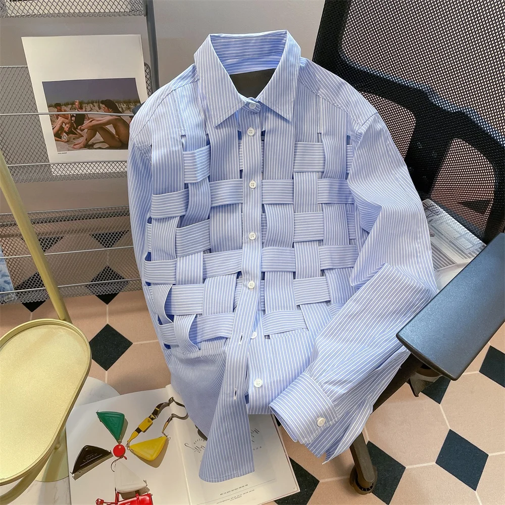 Long Sleeve Striped Plaid Men's Shirt Oversize Design Spring Autumn High Quality Top Youth Fashion Standard Fit Non-iron Trea...