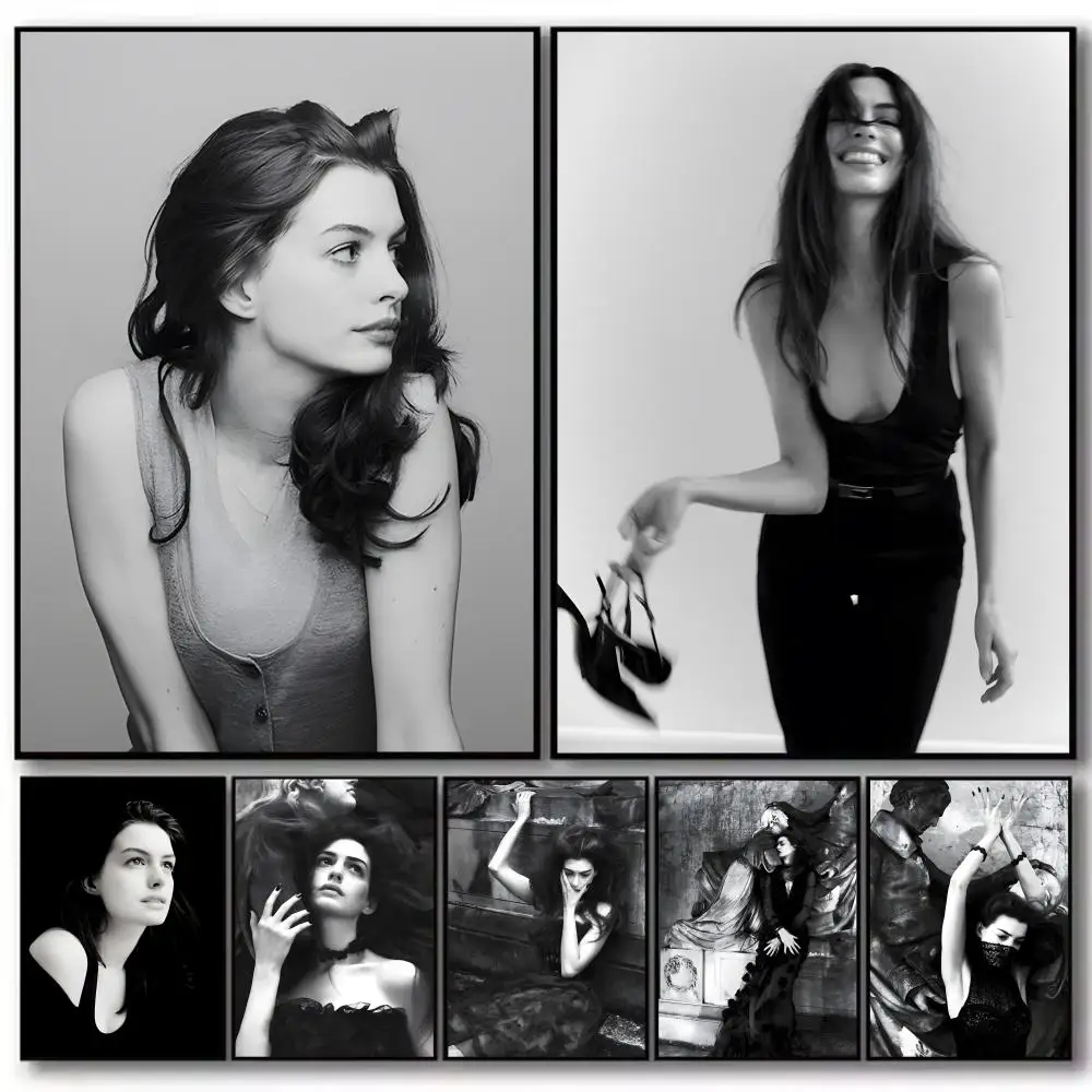 Image of Poster mit Schauspielerin Anne Hathaway. Hochauflösende Poster-Aufkleber, geeignet für Schlafzimmer, Wohnzimmer, Heimdekoration
