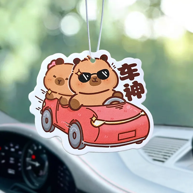 Cartoon Capybara Car Perfume Tablets Rearview Mirror Hanging Car Aromatherapy Car Interior Home Wardrobe Fragrance Decoration