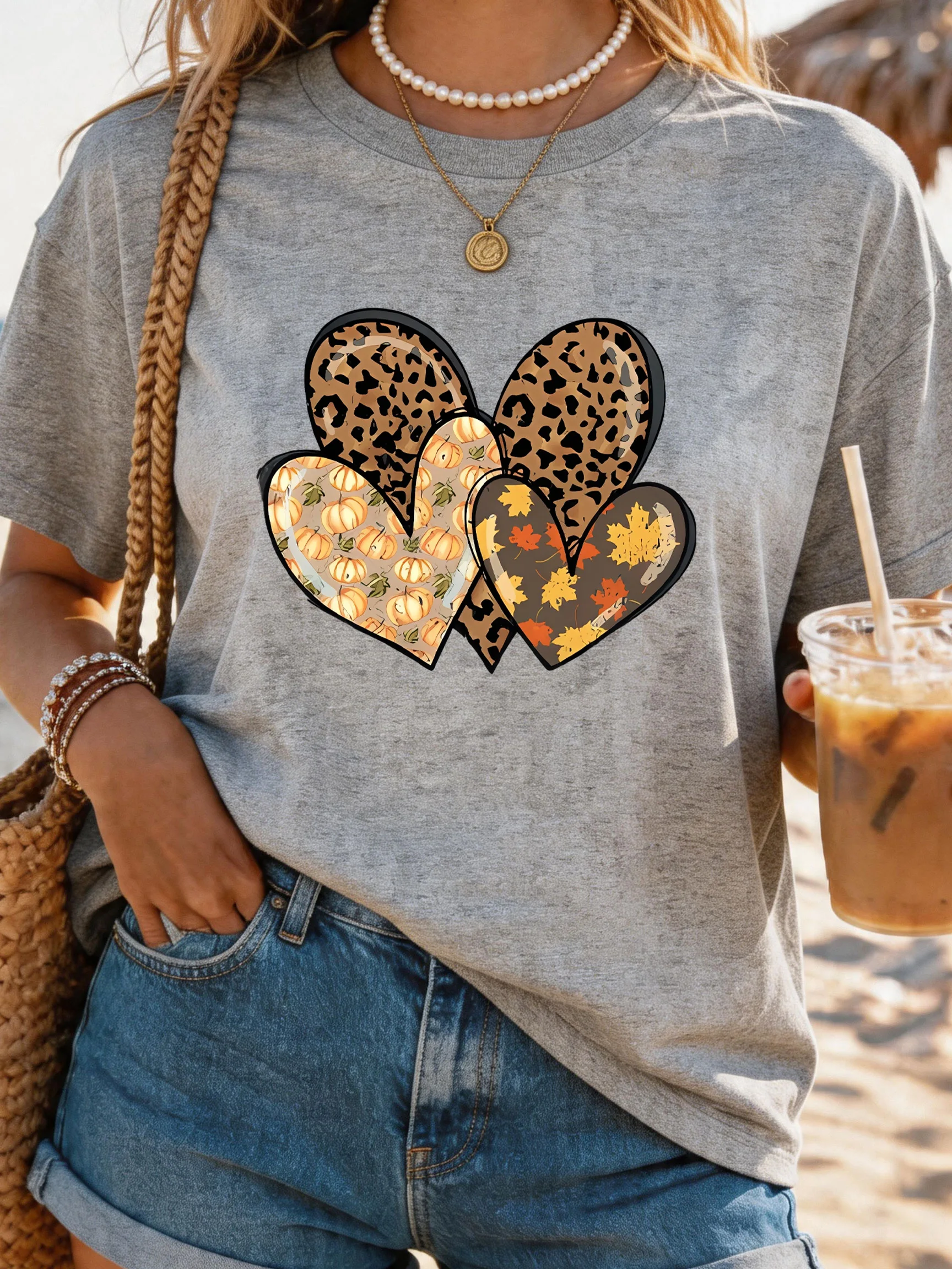 

Women's Large Size Printed round Neck Short Sleeve T-shirt 1-7XL Comfortable Casual Top in European Style