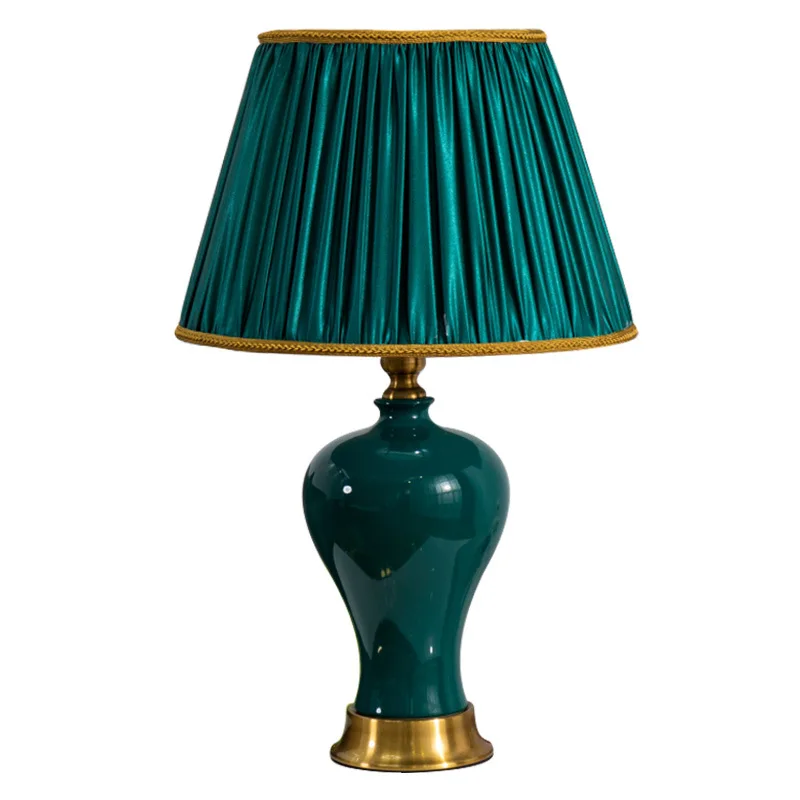 

American simple ceramic table lamp, retro living room study home European warm and creative decoration bedroom bedside lamp