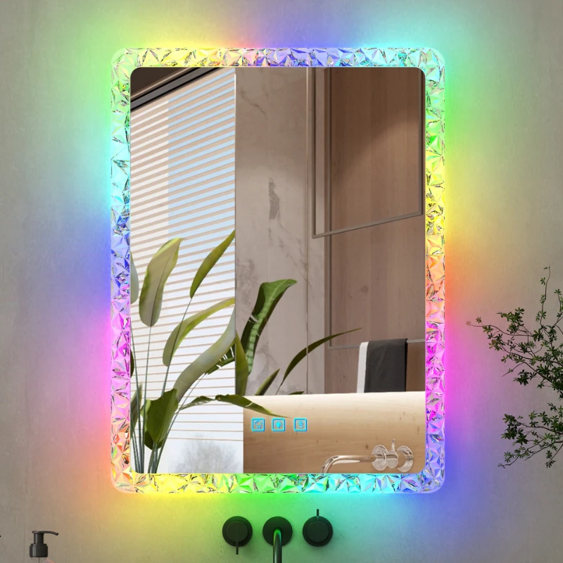 LED illusion bathroom mirror Multiple light switching HD with anti-fog function