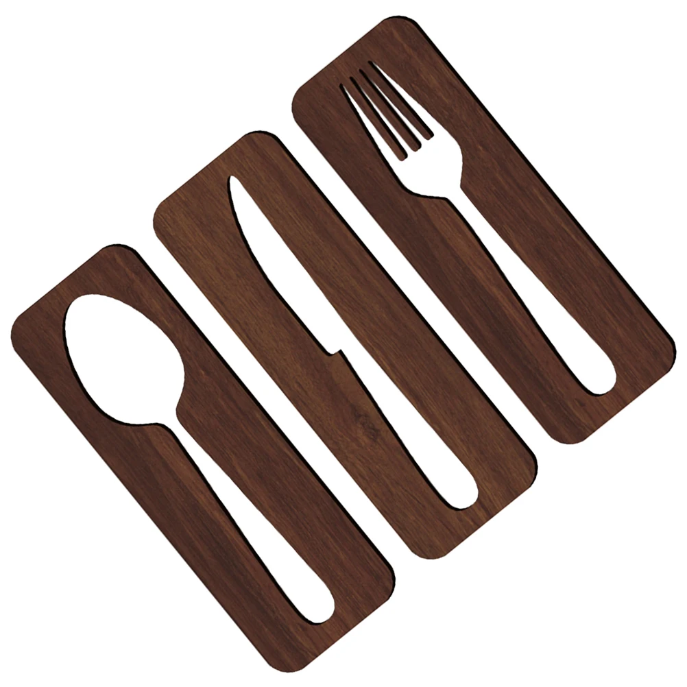 

Tableware Knife and Fork Wall Stickers Cutlery Decor Decorations Dining Room Signs Restaurant Retro Hanging Basswood