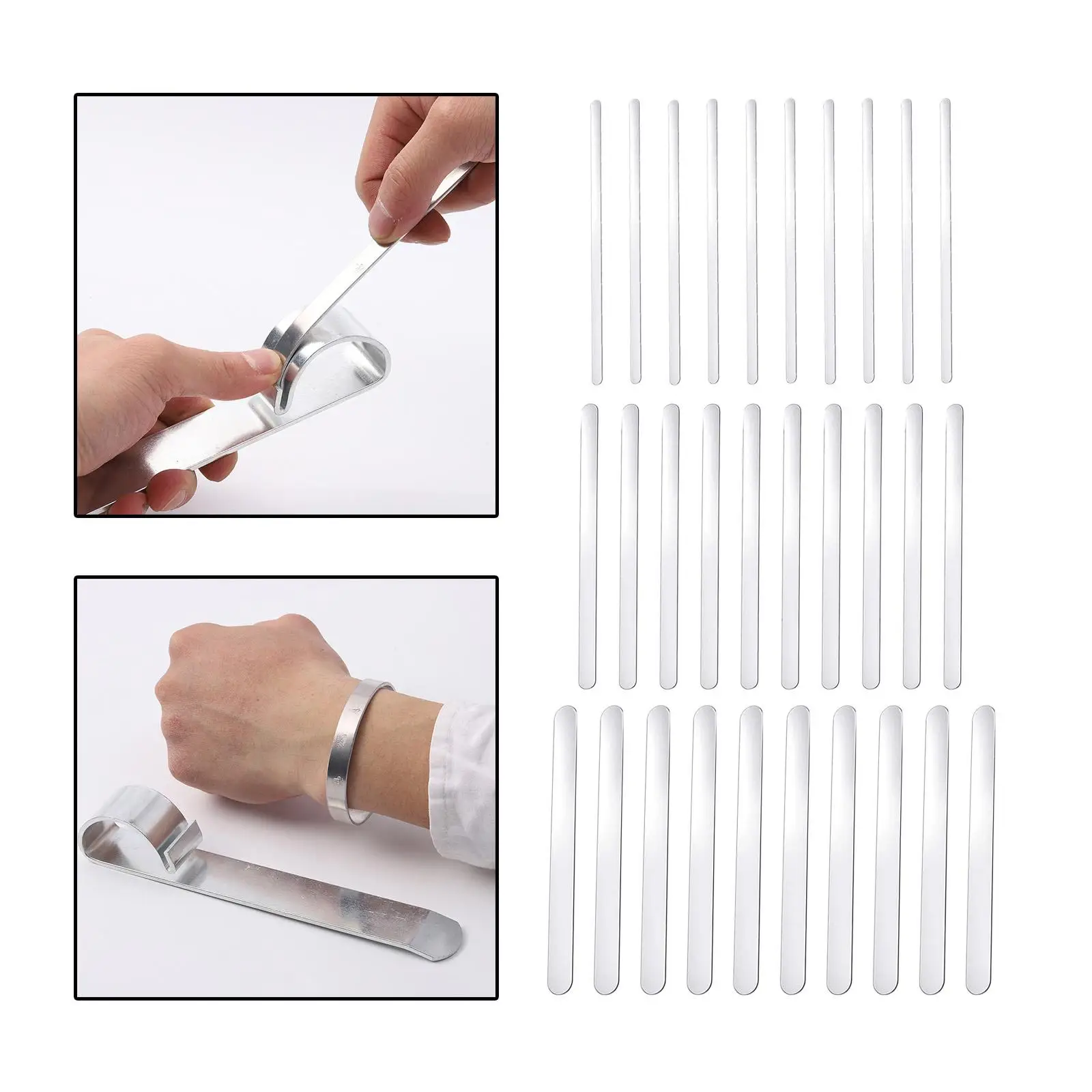 10Pcs Aluminum Bracelet 6.2 inch Long Bending Customizing Gifts, Cuff Bangle for Metal Stamping Engraving, Silver