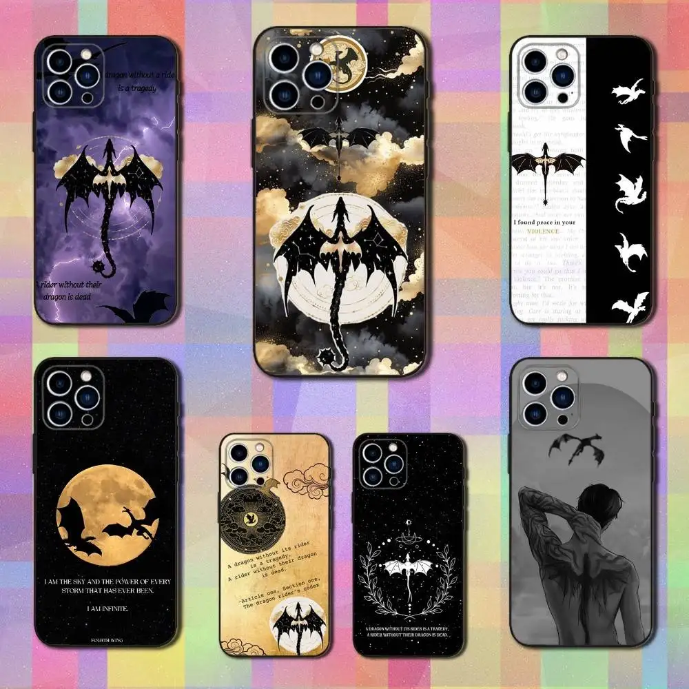 

Fiction F-Fourth W-Wings Phone Case For iPhone 16,15,14,13,12,11 Plus,Pro Max,XS,X,XR,SE,Mini,8,7,Soft Silicone Black Cover