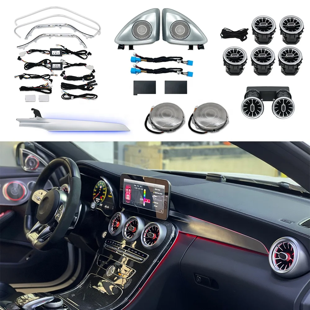 

STLFHigh QualityC-coupe Interior 4D Rotating Tweeter Turbine Air Vents 64 Colors Ambient Light for Mercedess-Benzs C205 2015+