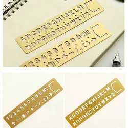 Multifunctional Metal Hollow Straight Ruler Number Letter Pattern Bookmark Kawaii Stationery Drawing Template Measuring Tool