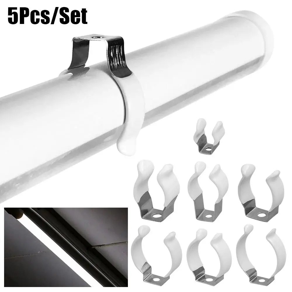 New 5Pcs Fixing Clips Spring Terry Clip Clamp Holders With Rubber Protection Lamp Tube Clip Base Tool T3/T4/T5/T6/T7/T8/T9/T10