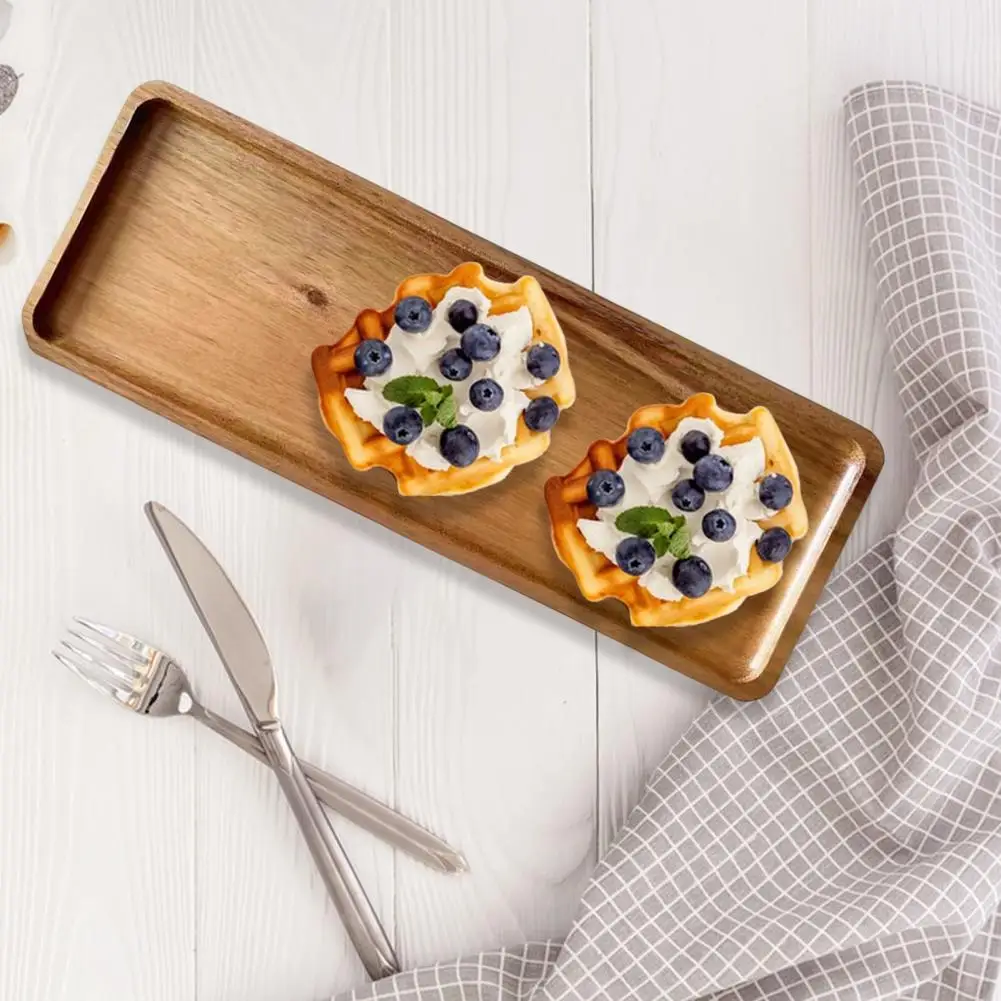 Acacia Wood Serving Tray Japanese Style Wooden Serving Tray Cheese Charcuterie Board Coffee Dessert Platter for Snacks Fruits