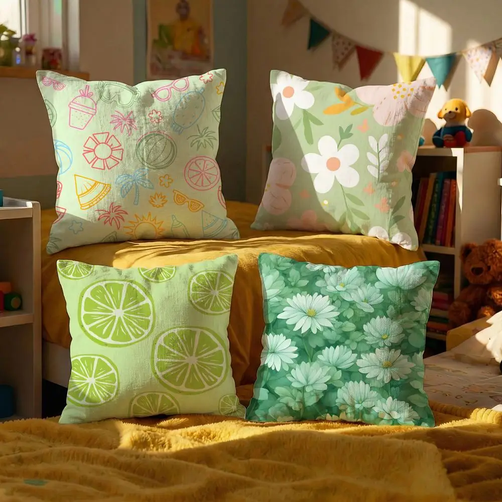 

Наволочки для декоративных подушек мятно-зеленого цвета, 50x50 см, 4 штуки, 45x45, 40x40 см, чехлы для диванных подушек