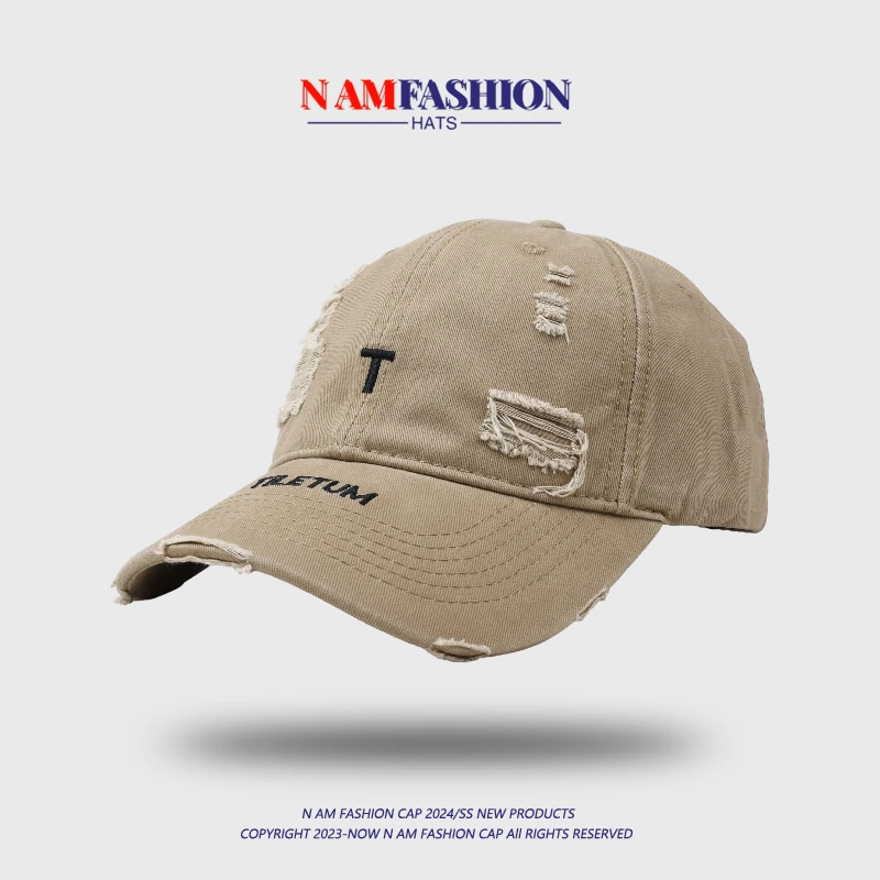 

Ripped Wide Brim Face-Looking Small Baseball Cap Men's Fashion Characteristic Peaked Cap Men's and Women's Korean Style