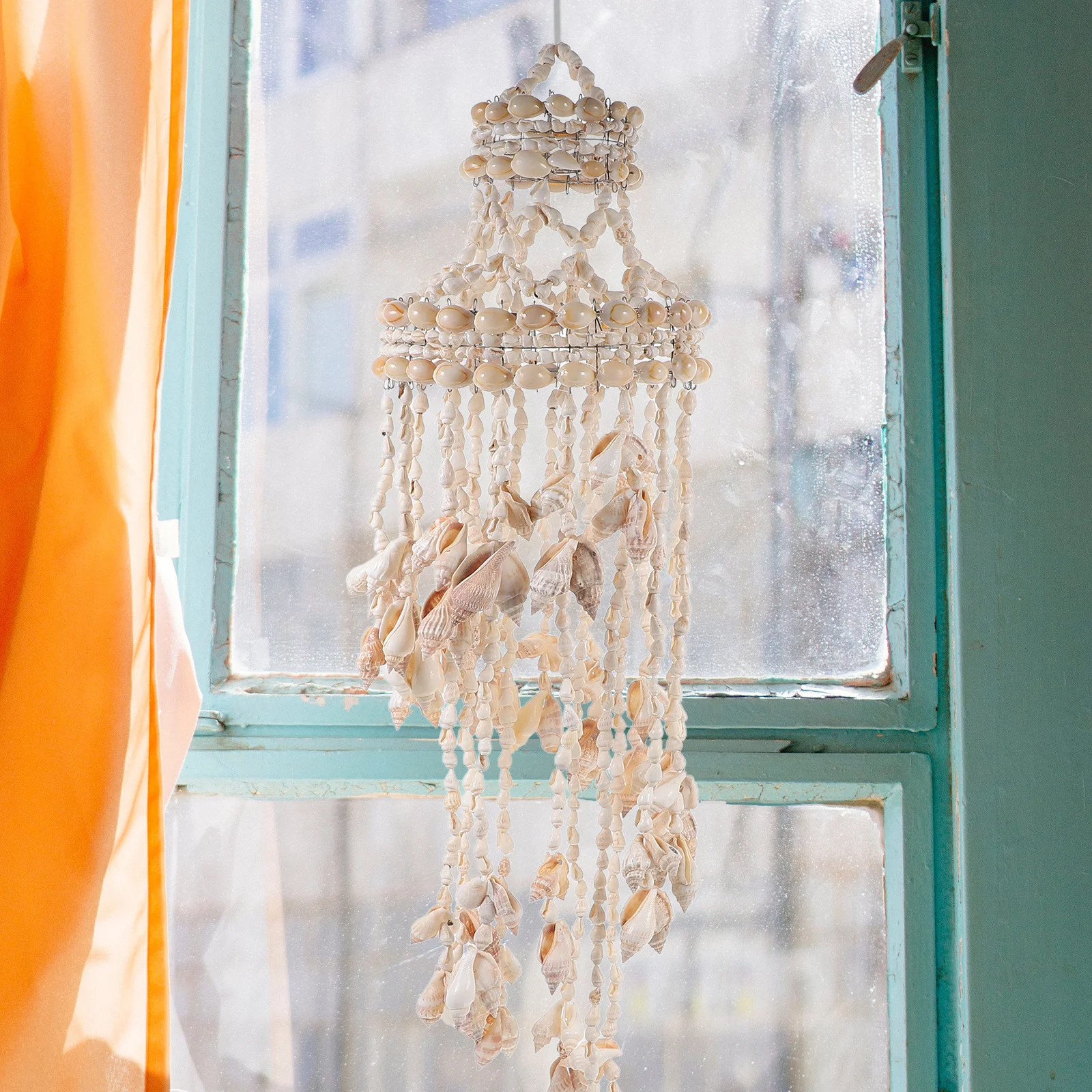 

1Pcs Shell Conch Wind Chime High Quality Material Luxury Fashionable Home Decor White Shell Wind Chime Hanging Wind-Bell