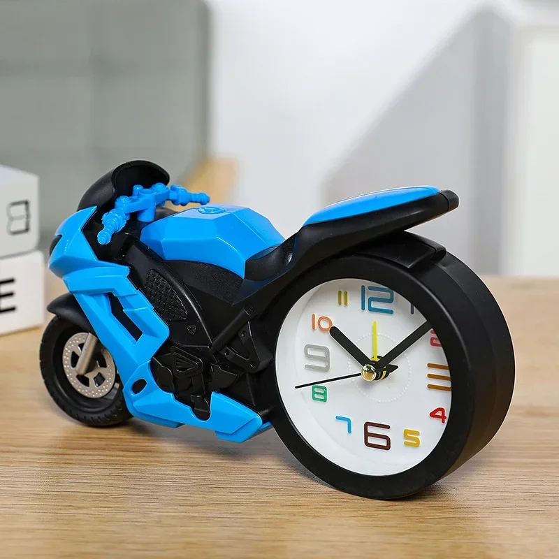 Retro Motorcycle Alarm Clock Portable Battery Power Desktop Alarm Clock Watch For Children Friends Gift Table Decor
