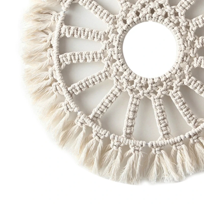 Macrame Mirror Frame Tapestry Wall Hanging Decorative Mirror Bohemia Creative Home Art Wall Decorations