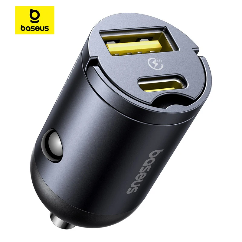 Baseus 30W Car Charger Fast Charging Dual Port USB Type-C PD QC FCP AFC For iPhone 17 16 15 Samsung S24 S25 Xiaomi Huawei Tablet