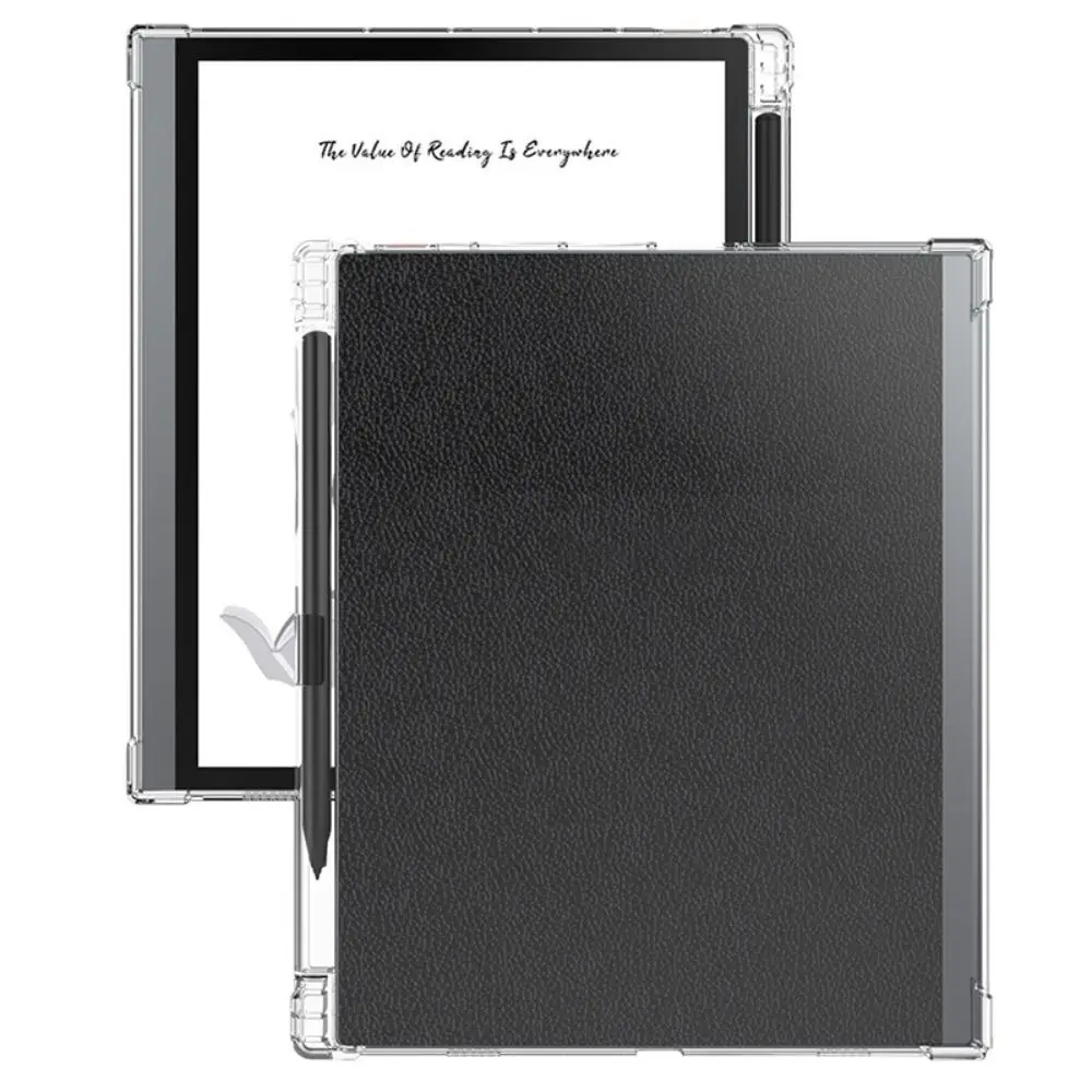 10.3-10.65 inch eReader Case Airbag Edge Transparent Back Cover TPU with Pencil Holder for iReader X3/Smart5 Pro/5C