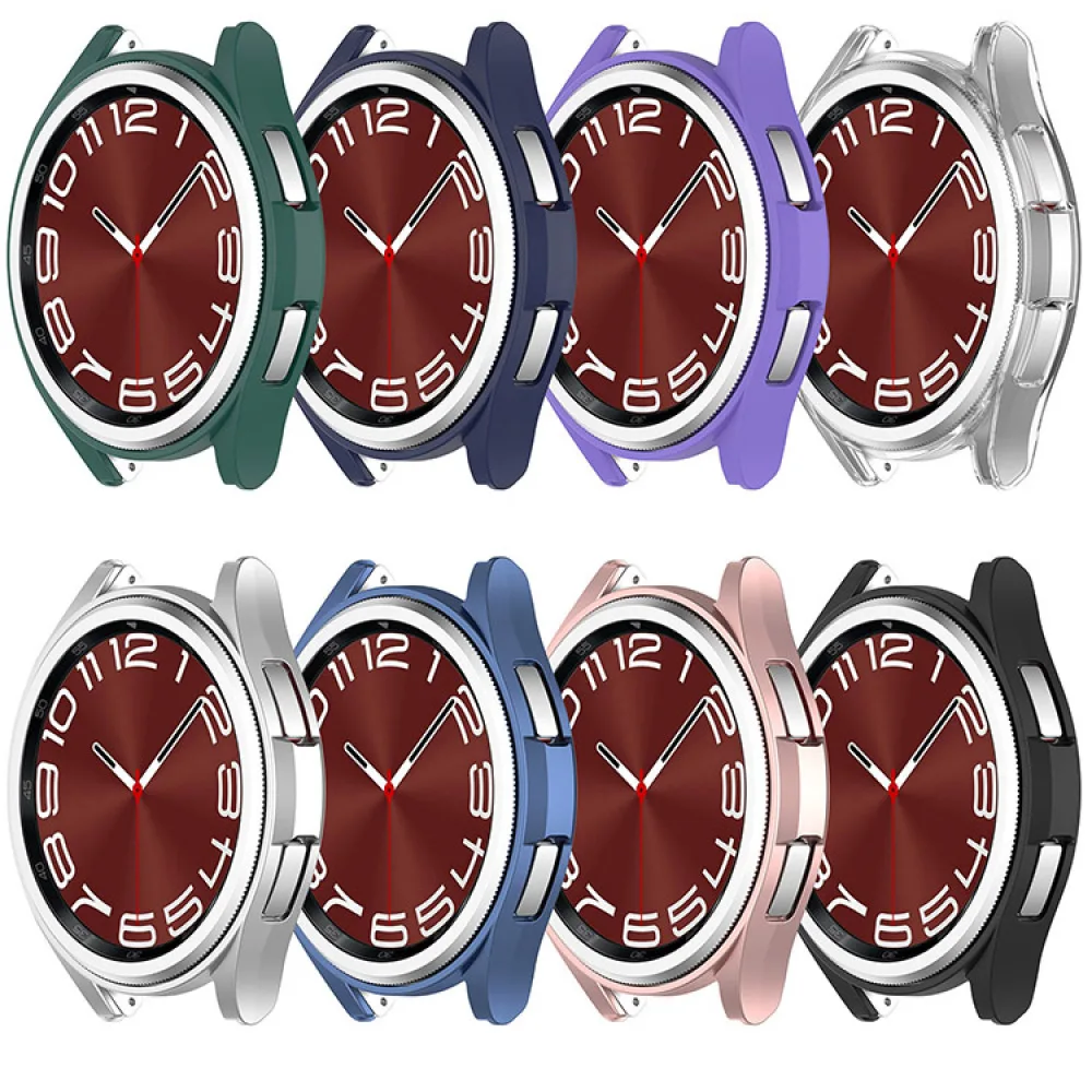 Funda protectora de reloj semienvuelta hueca para Samsung Galaxy Watch 6 accesorios 43/47mm PC cubierta protectora de reloj de color sólido
