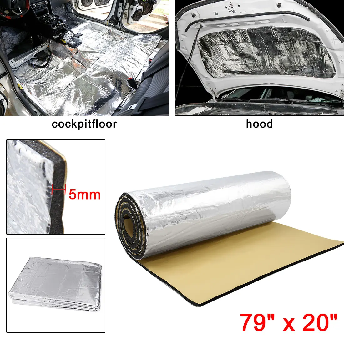 UXCELL Fireproof Heat and Sound Insulation Mat Acoustic Thermal Mat Soundproof Wall Panels Noise Insulation for Car Deadening