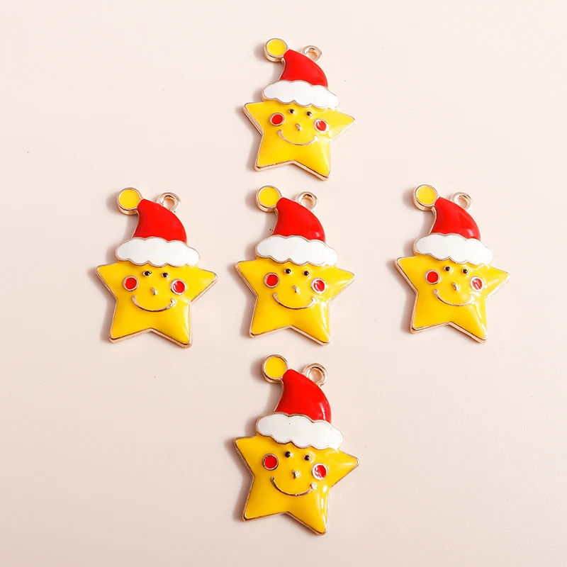 Leslie 10 Stück 26 x 20 mm Cartoon-Weihnachtsstern-Anhänger für die Schmuckherstellung, DIY, niedliche Weihnachts-Ohrringe, Armbänder, Halsketten-Anhänger – Detail 6