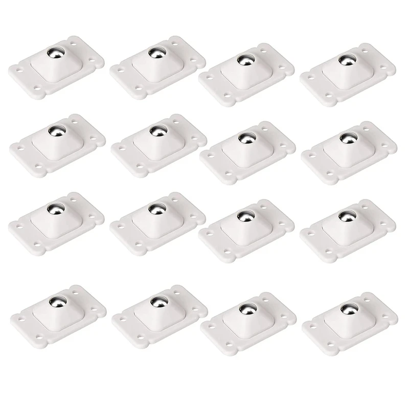 16 Stück selbstklebende Räder für Aufbewahrungsboxen, 360-Grad-Drehung, Edelstahl-Riemenscheiben-Kugelrollen, 4,5 x 2,8 cm