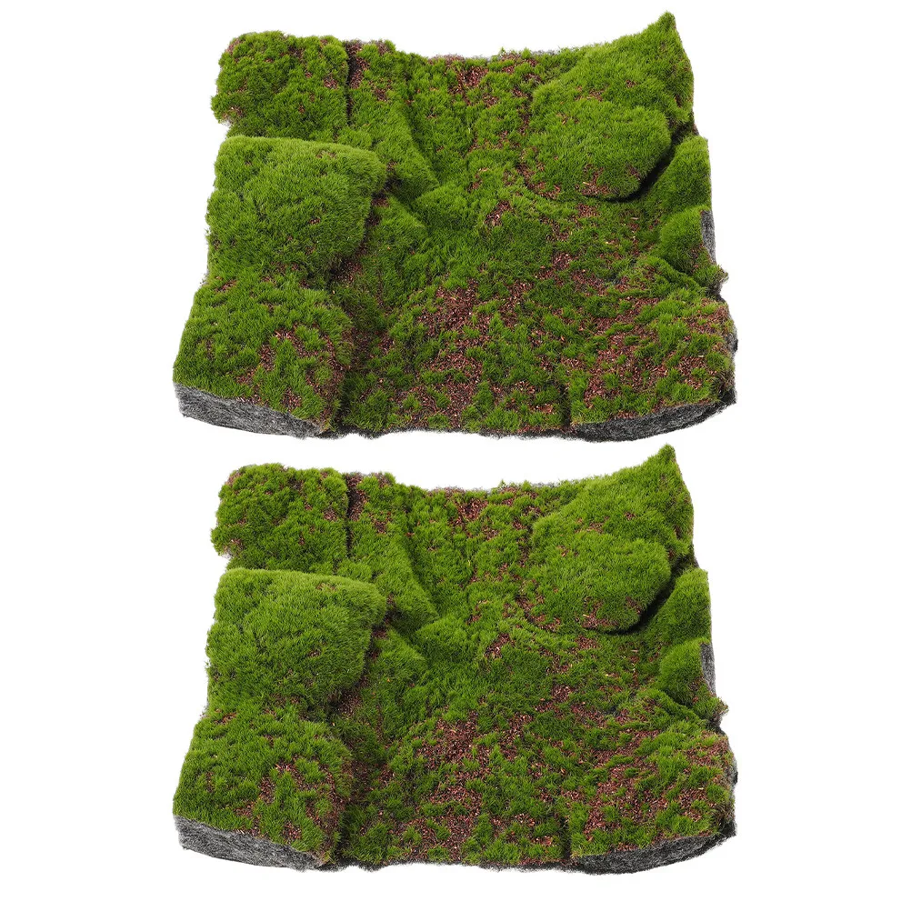 2Pcs Decorative Moss Mat Realistic Simulation Grass Carpet Synthetic Artificial Turf for Garden Fairy Landscaping Indoor Outdoor