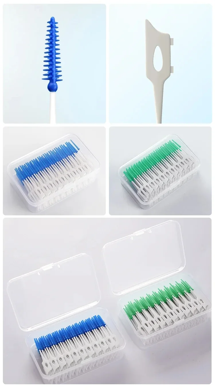 40-400 Stück Silikon-Interdentalbürsten, Zahnstocher, Bürsten zwischen den Zähnen, Silikon-Zahnstocher mit Gewinde, Mundreinigungswerkzeuge – Detail 1