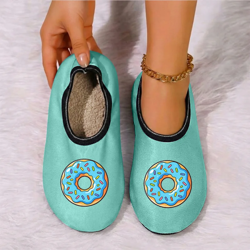 

Four season wearable couple cartoon bird print with thin velvet lining, breathable, high elasticity, anti slip floor slippers