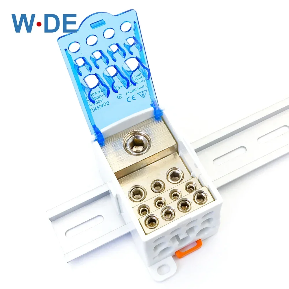 UKK 400A Din Rail Distribution Box Block One In Multiple Out Power Universal Electric Wire Connector Junction Box Terminal Block