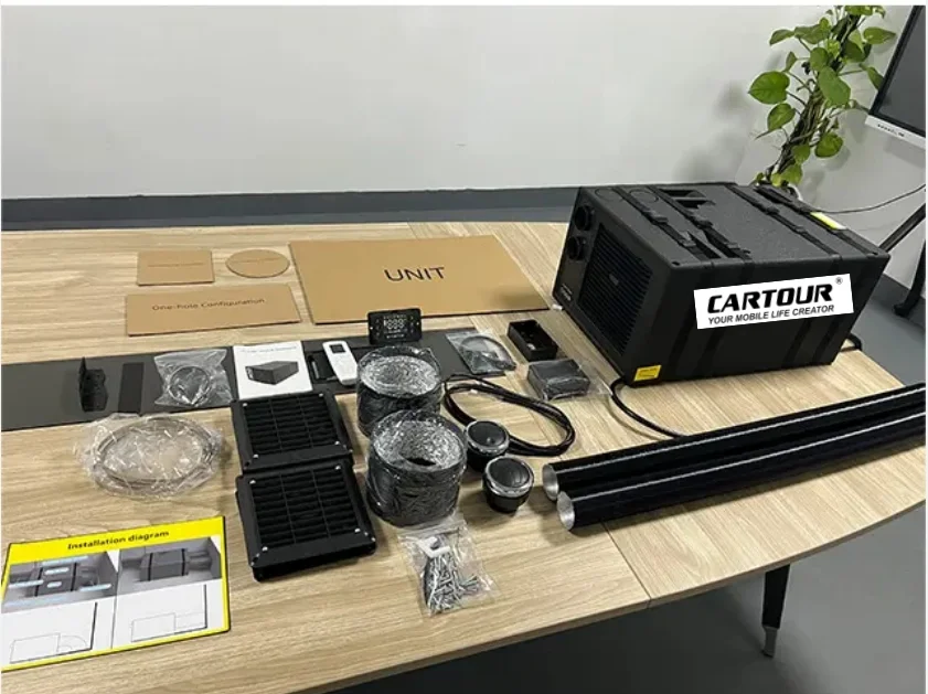 مكيف هواء سيارة صغير محمول 12 فولت/24 فولت حالت جديد للمنزل المتنقل البحري RV تحت مقاعد البدلاء بطابقين 48 فولت مكيفات الهواء بطابقين #6