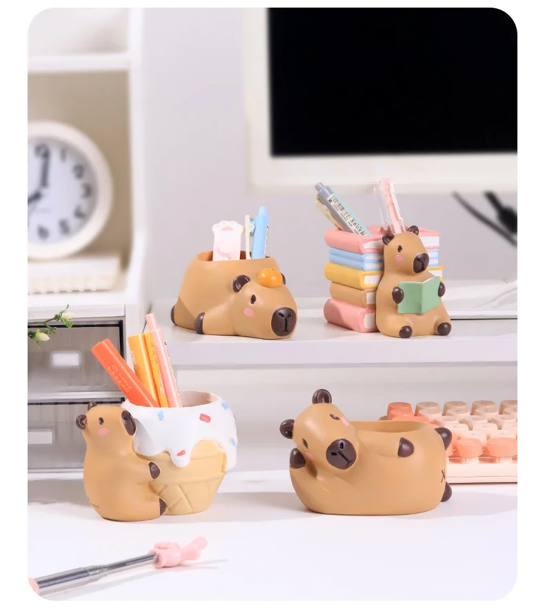 Cute Capybara Small Plant Pot Resin Succulent Planter for Home Office Desk Mini Ornament Fairy Garden Flowerpot Decoration