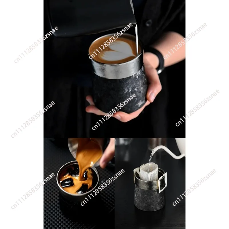 Pure titanium black coffee cup men's water cup girls high value thermal insulation titanium